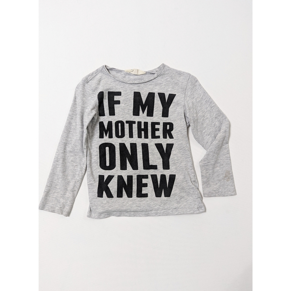 H&M Long Sleeve Gray Shirt with Black Print Size 6-8 Years